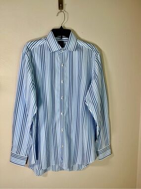 Tailorbyrd Light Blue & White Striped Dress Shirt